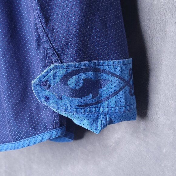 Robert Graham Mens Button-Up Shirt 2XL Blue Long Sleeve Reversible Woven - Picture 6 of 7